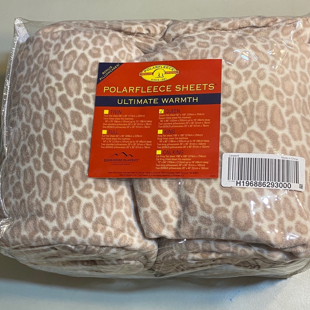 PolarFleece Leopard-Print Twin Sheets in Beige